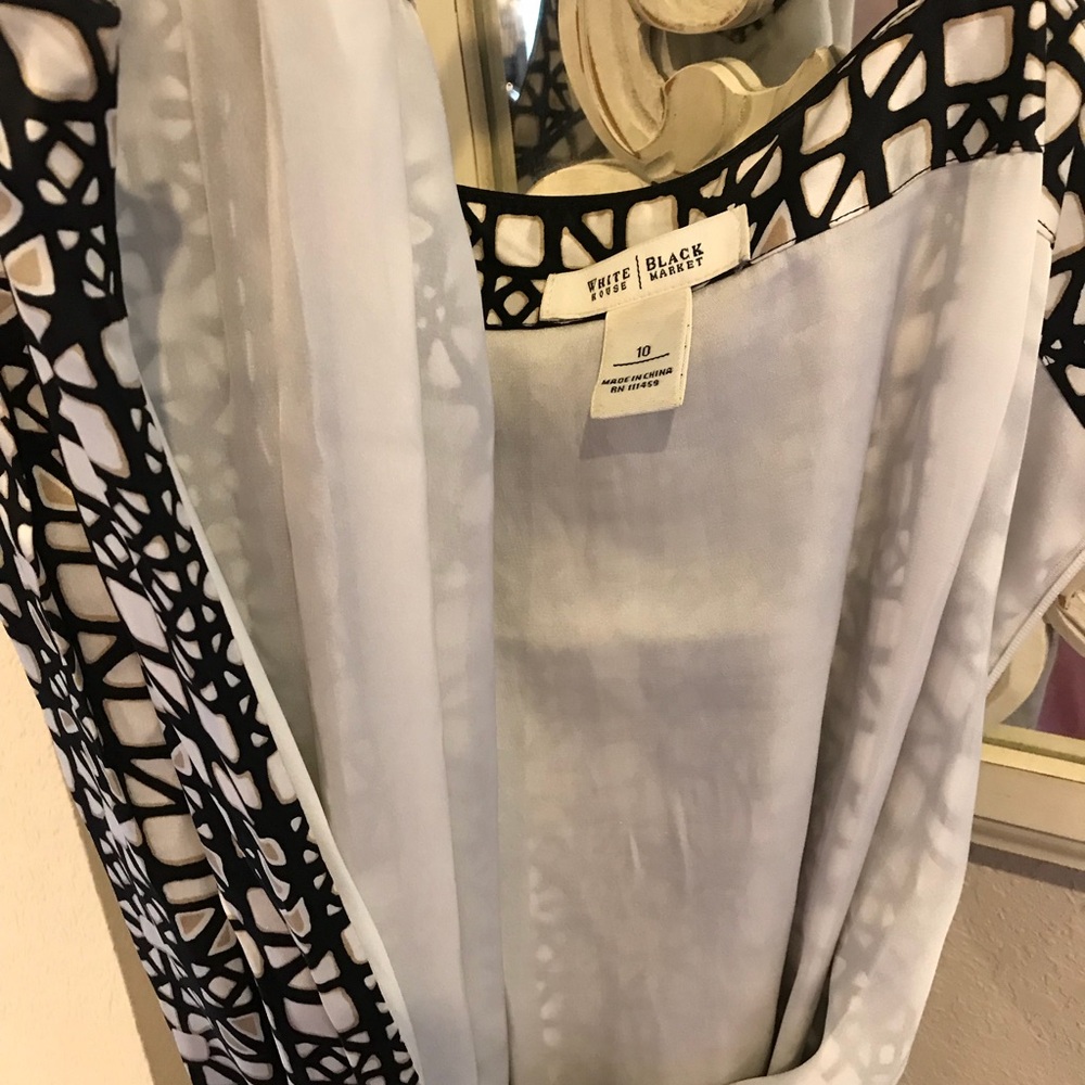 White House Black Market Black and White Geometric Midi Dress - Picture 6 of 7